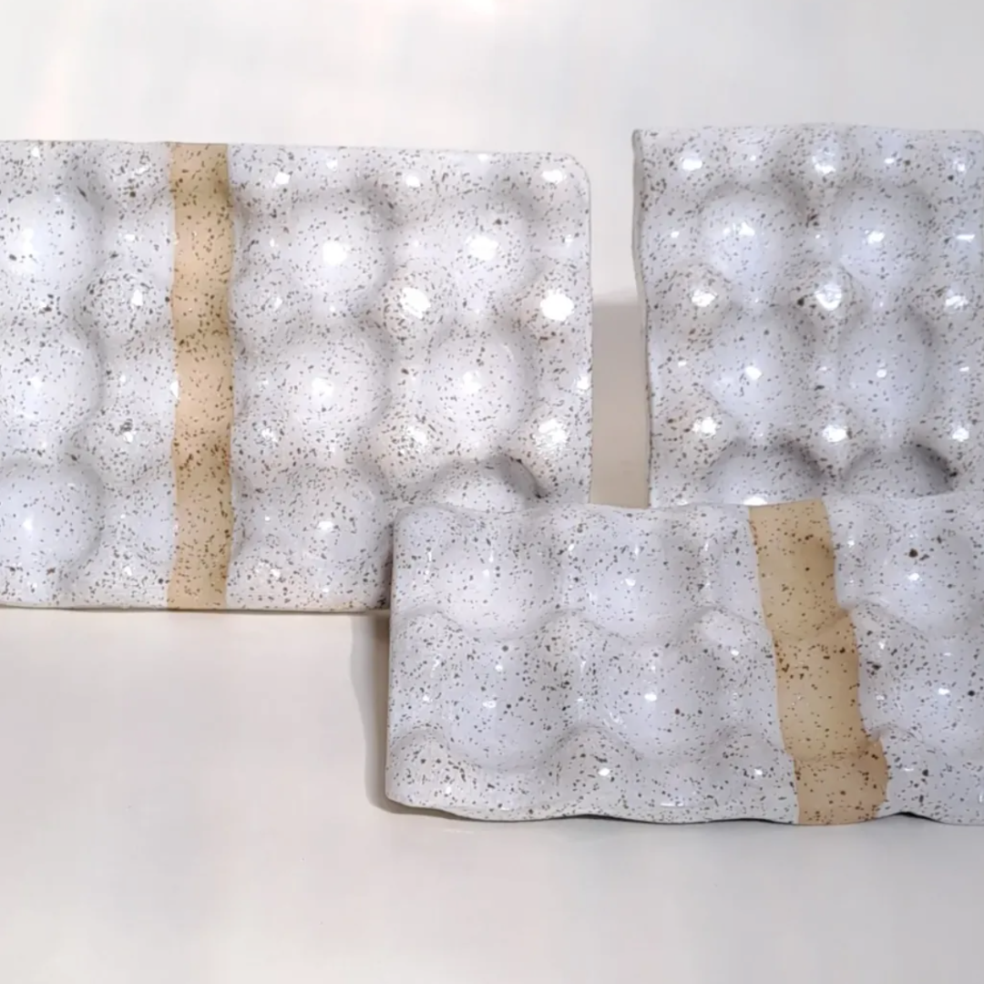 Handmade Ceramic Egg Tray — White Terrazzo